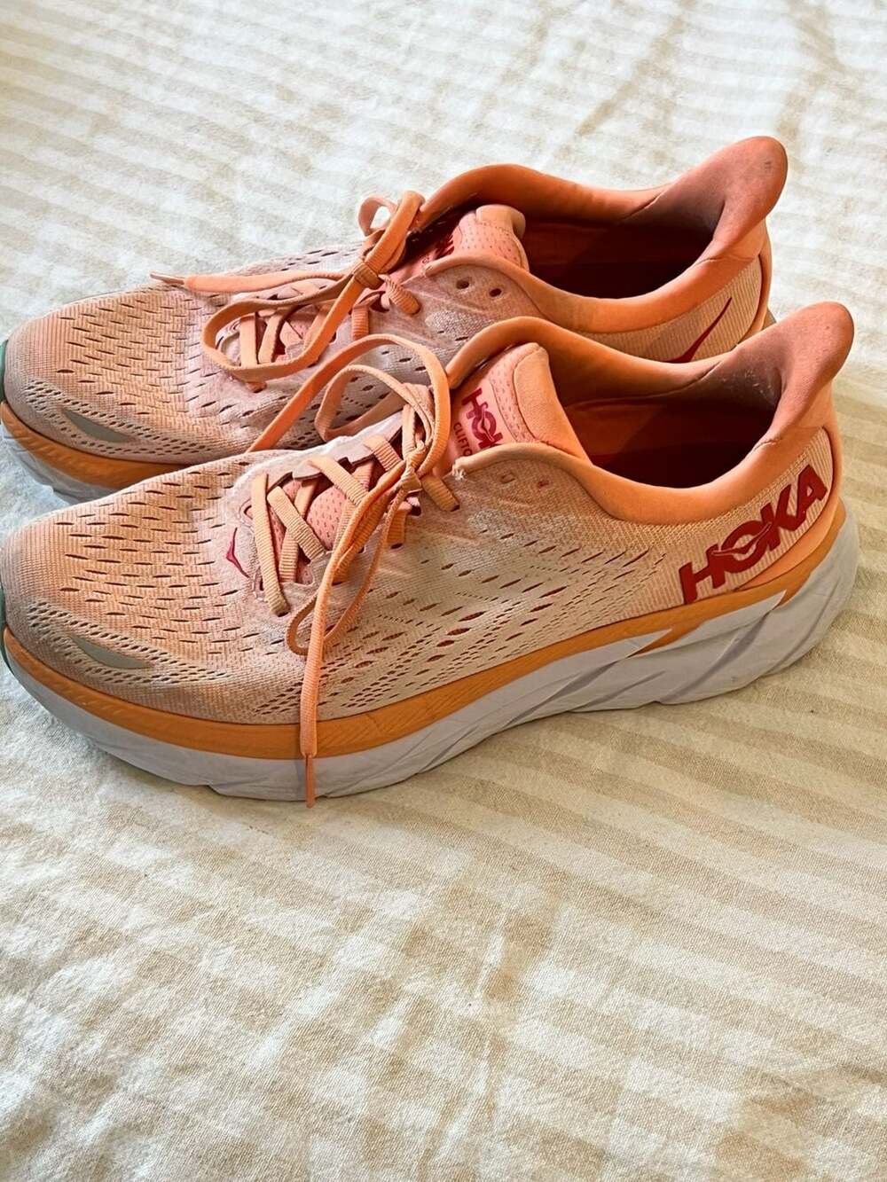 HOKA ONE ONE Women's Clifton 8 Sun Baked / Shell Coral Running Shoes